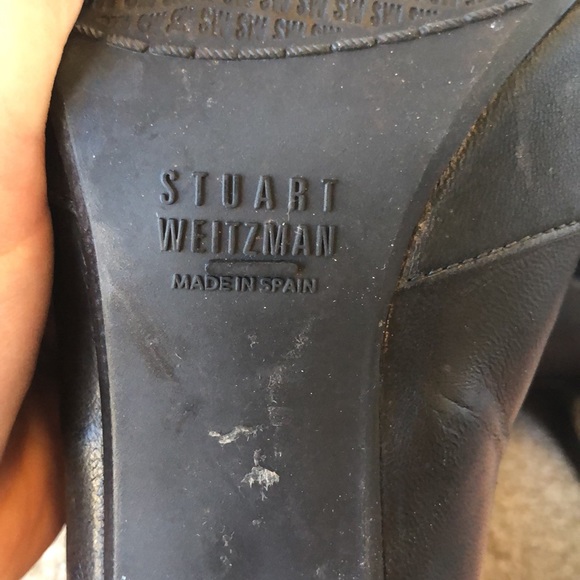 SOLD:Stuart Weitzman Pointed Toe Leather Boots - Picture 6 of 10